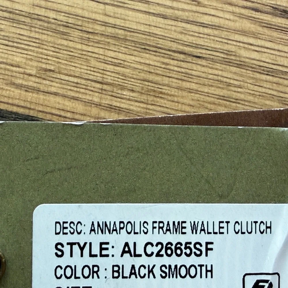 American Leather Co Annapolis Frame Wallet Clutch Black Leather ALC2665SF NEW